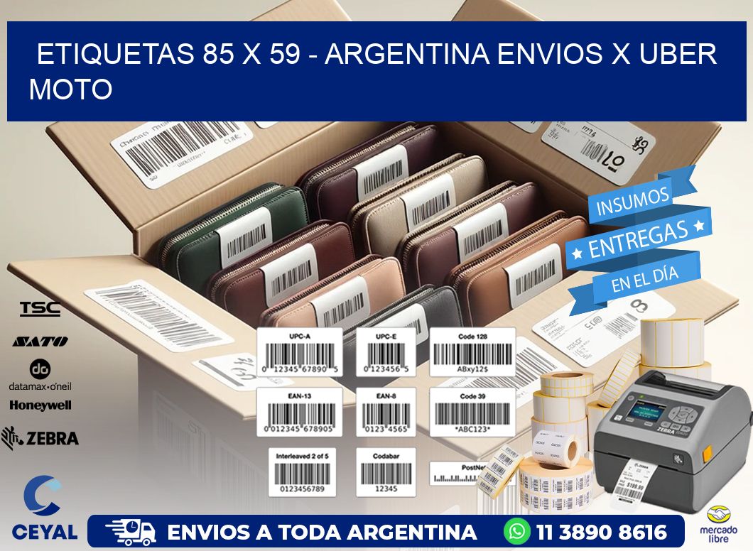 ETIQUETAS 85 x 59 - ARGENTINA ENVIOS X UBER MOTO