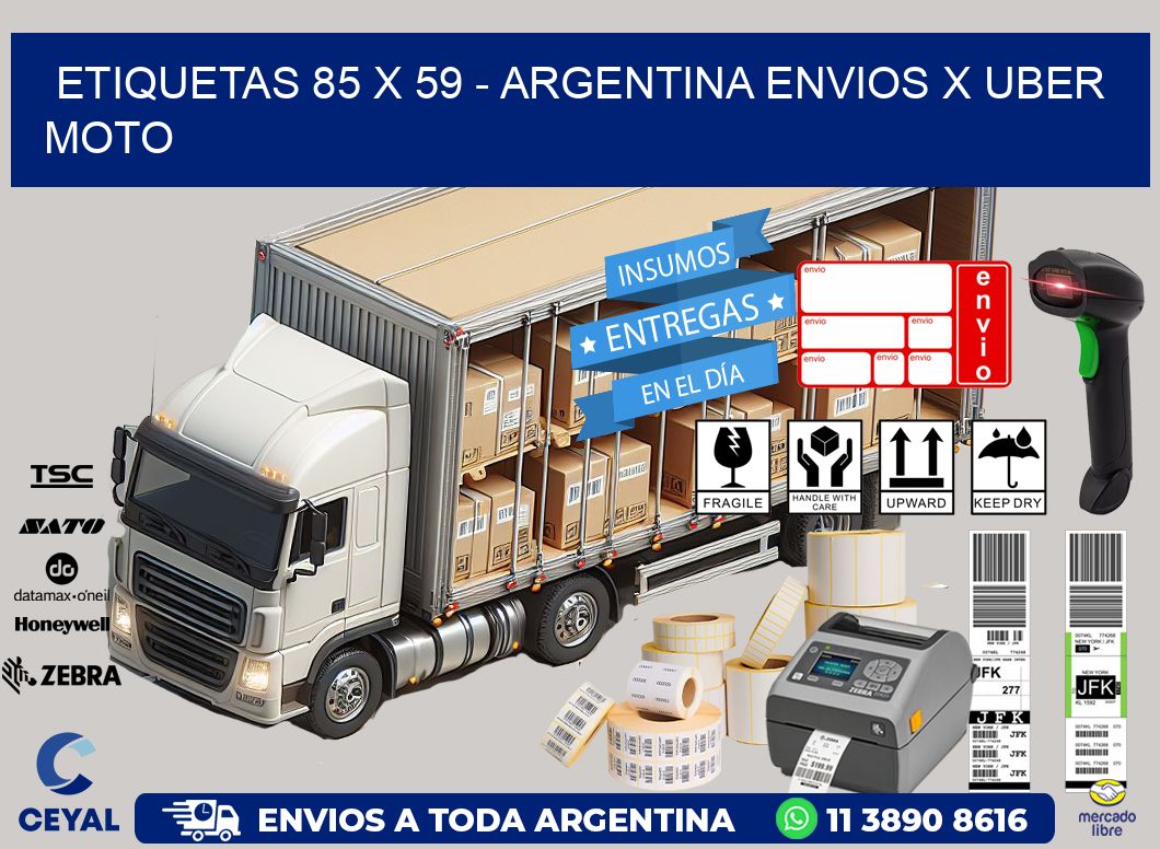 ETIQUETAS 85 x 59 - ARGENTINA ENVIOS X UBER MOTO