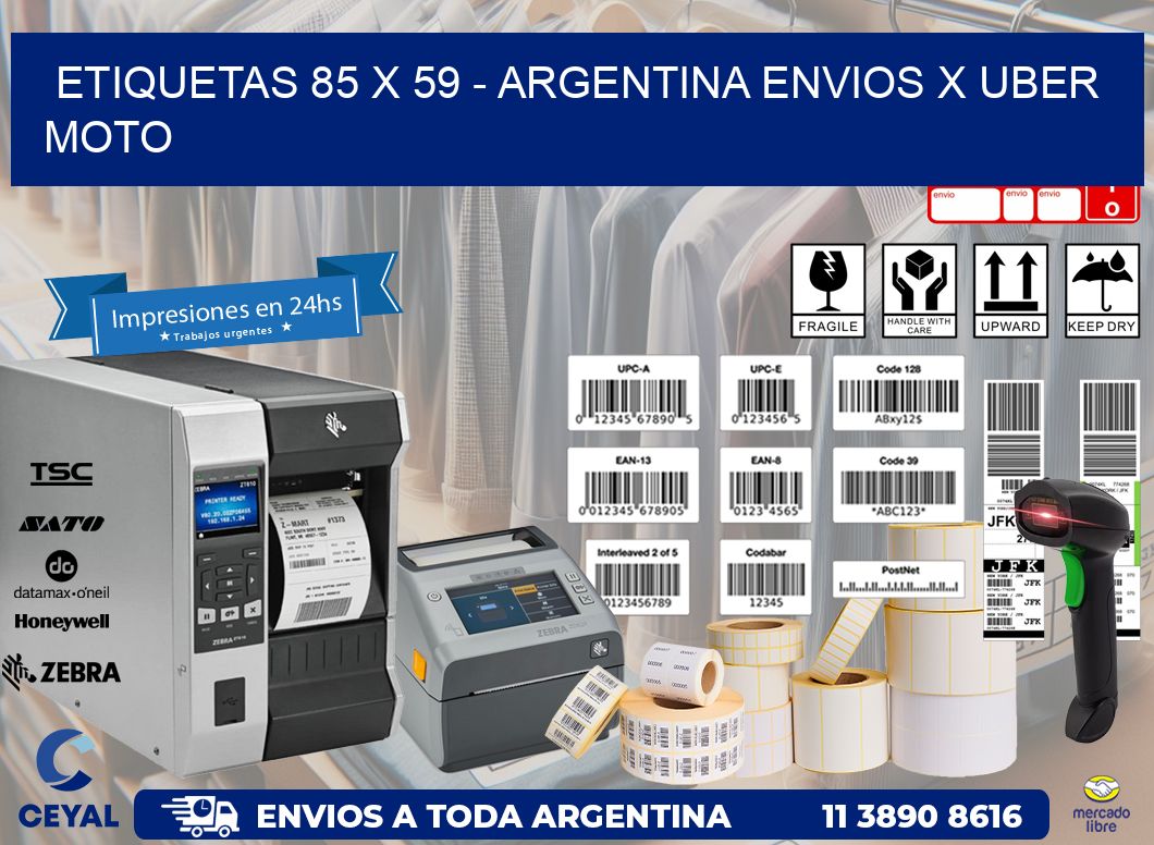 ETIQUETAS 85 x 59 - ARGENTINA ENVIOS X UBER MOTO