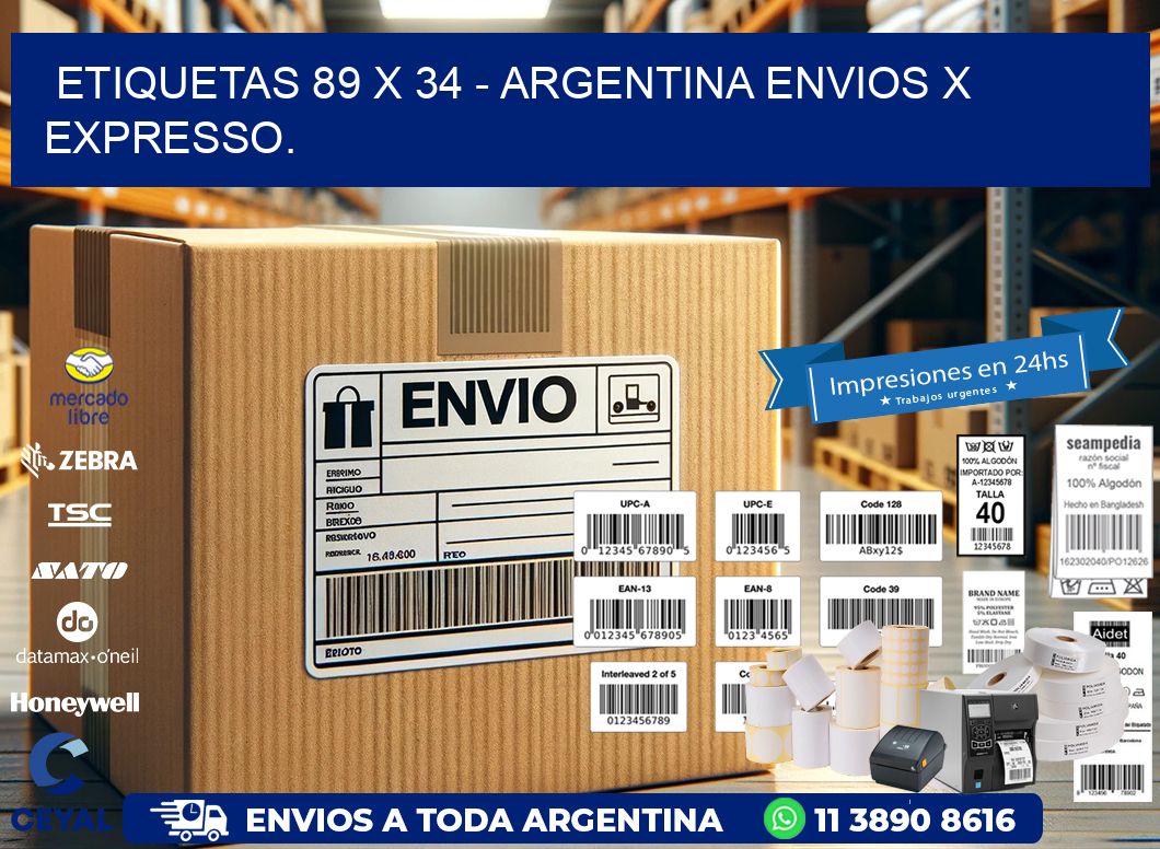 ETIQUETAS 89 x 34 – ARGENTINA ENVIOS X EXPRESSO.