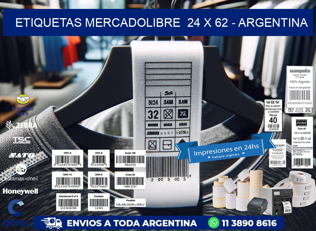 ETIQUETAS MERCADOLIBRE  24 x 62 - ARGENTINA