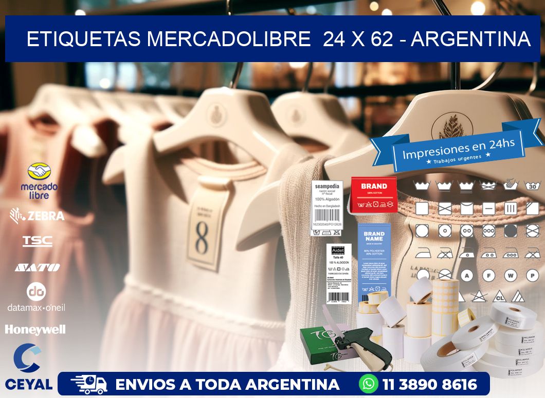 ETIQUETAS MERCADOLIBRE  24 x 62 - ARGENTINA