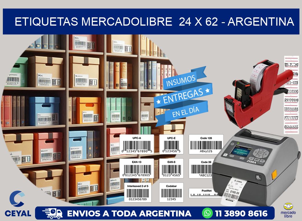 ETIQUETAS MERCADOLIBRE  24 x 62 - ARGENTINA