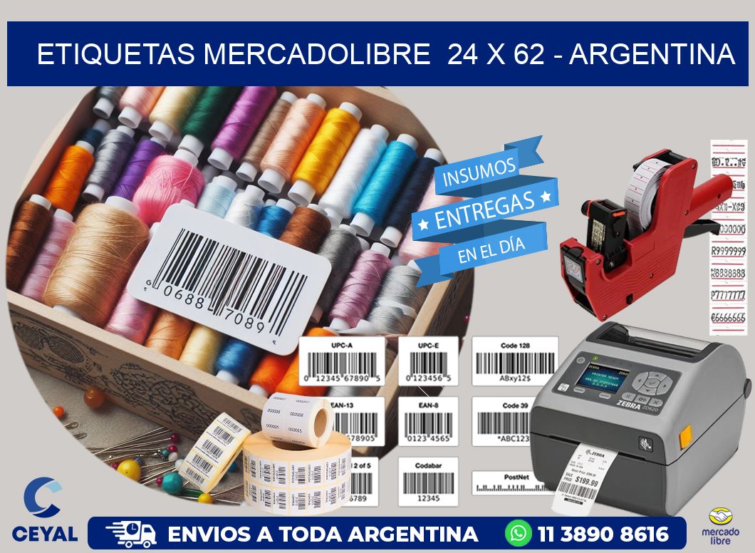 ETIQUETAS MERCADOLIBRE  24 x 62 - ARGENTINA