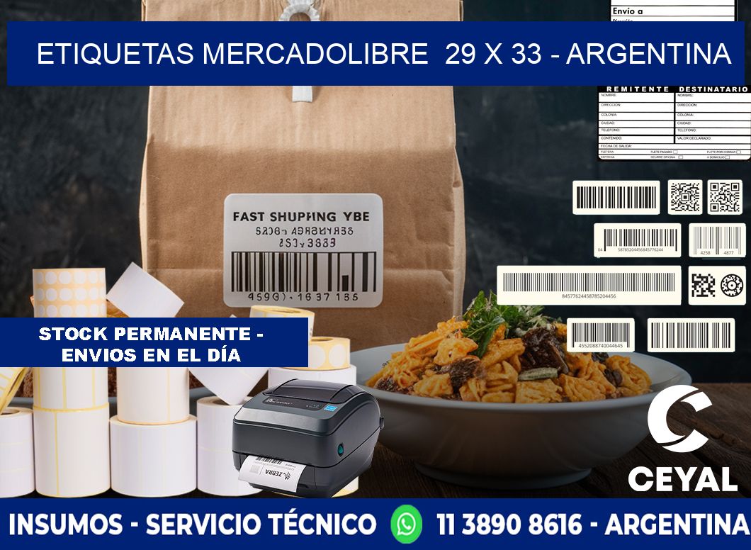 ETIQUETAS MERCADOLIBRE  29 x 33 - ARGENTINA