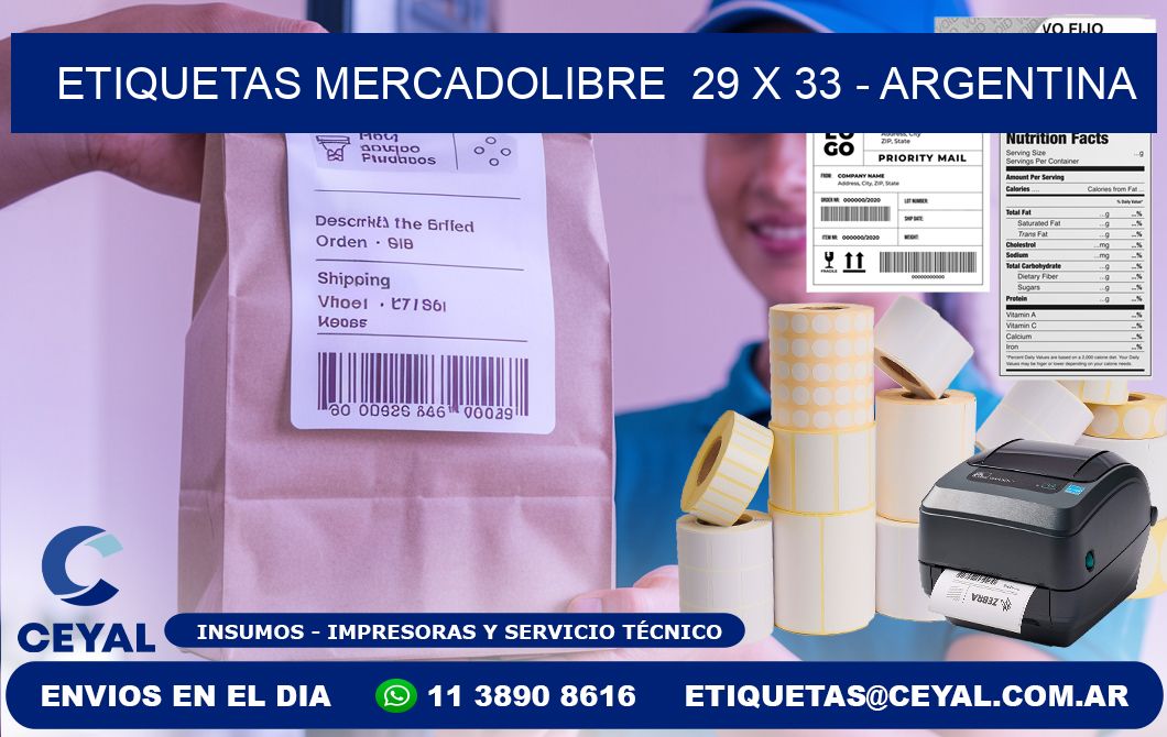 ETIQUETAS MERCADOLIBRE  29 x 33 - ARGENTINA