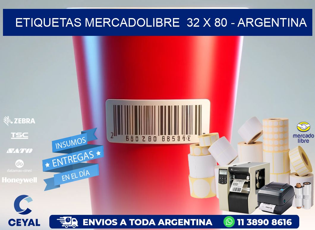 ETIQUETAS MERCADOLIBRE  32 x 80 - ARGENTINA