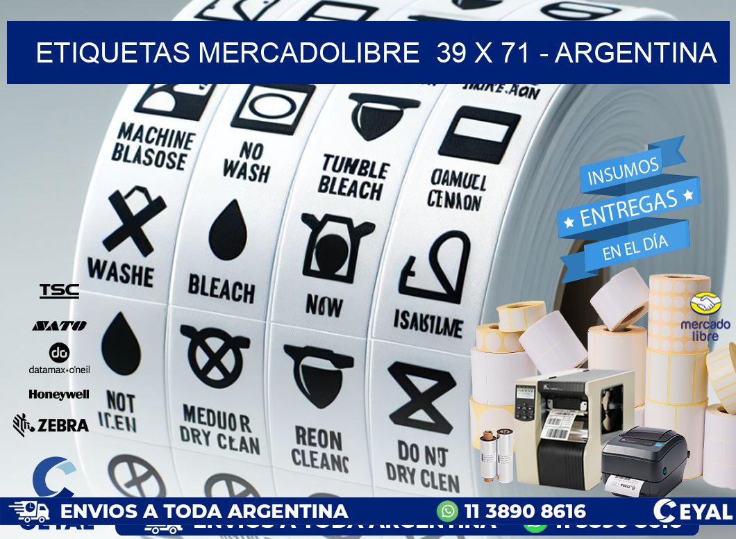 ETIQUETAS MERCADOLIBRE  39 x 71 - ARGENTINA