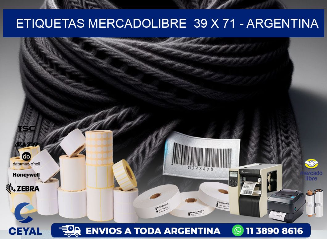 ETIQUETAS MERCADOLIBRE  39 x 71 - ARGENTINA