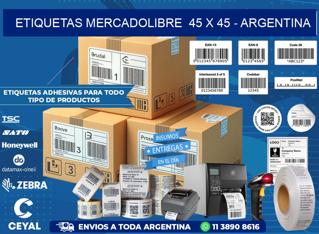 ETIQUETAS MERCADOLIBRE  45 x 45 - ARGENTINA