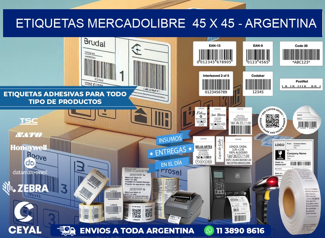 ETIQUETAS MERCADOLIBRE  45 x 45 – ARGENTINA