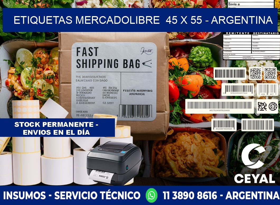 ETIQUETAS MERCADOLIBRE  45 x 55 - ARGENTINA