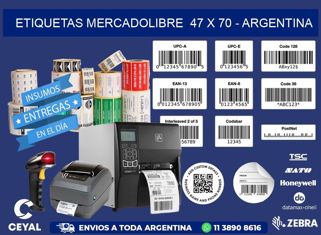 ETIQUETAS MERCADOLIBRE  47 x 70 - ARGENTINA