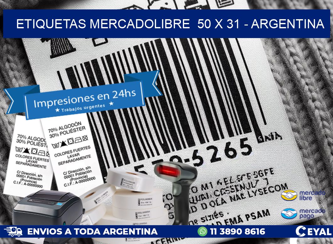 ETIQUETAS MERCADOLIBRE  50 x 31 - ARGENTINA