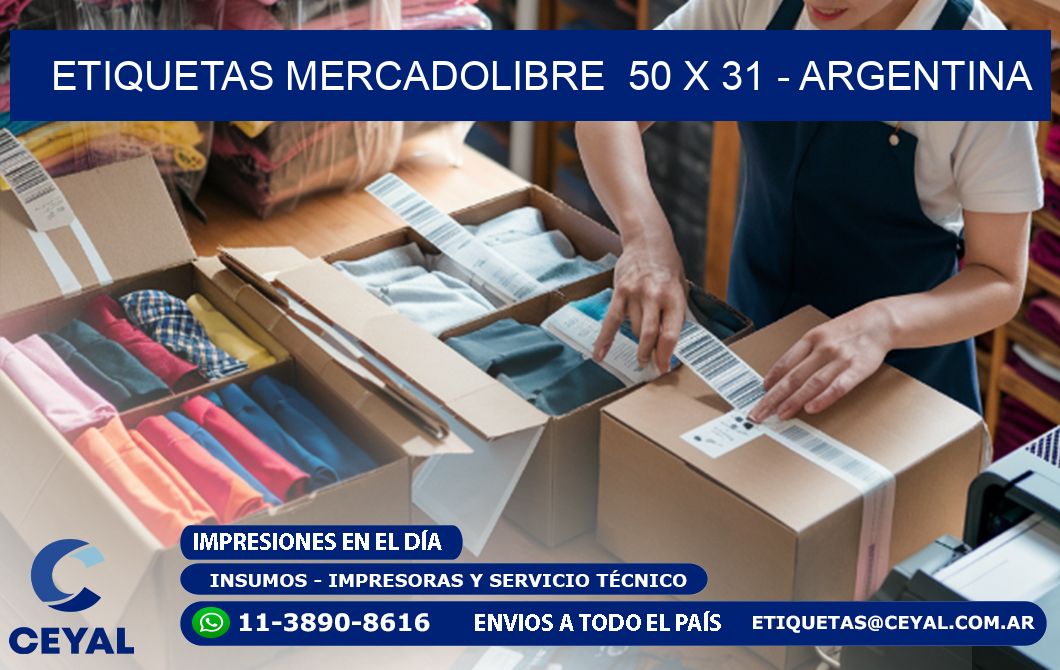 ETIQUETAS MERCADOLIBRE  50 x 31 - ARGENTINA