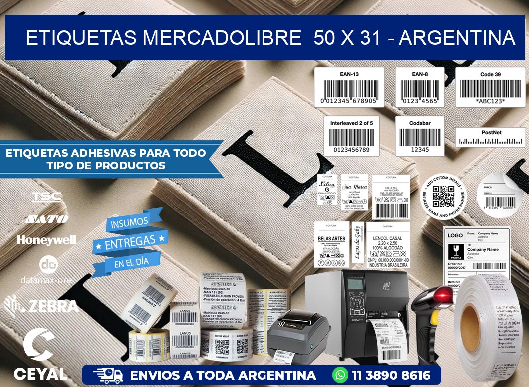 ETIQUETAS MERCADOLIBRE  50 x 31 - ARGENTINA