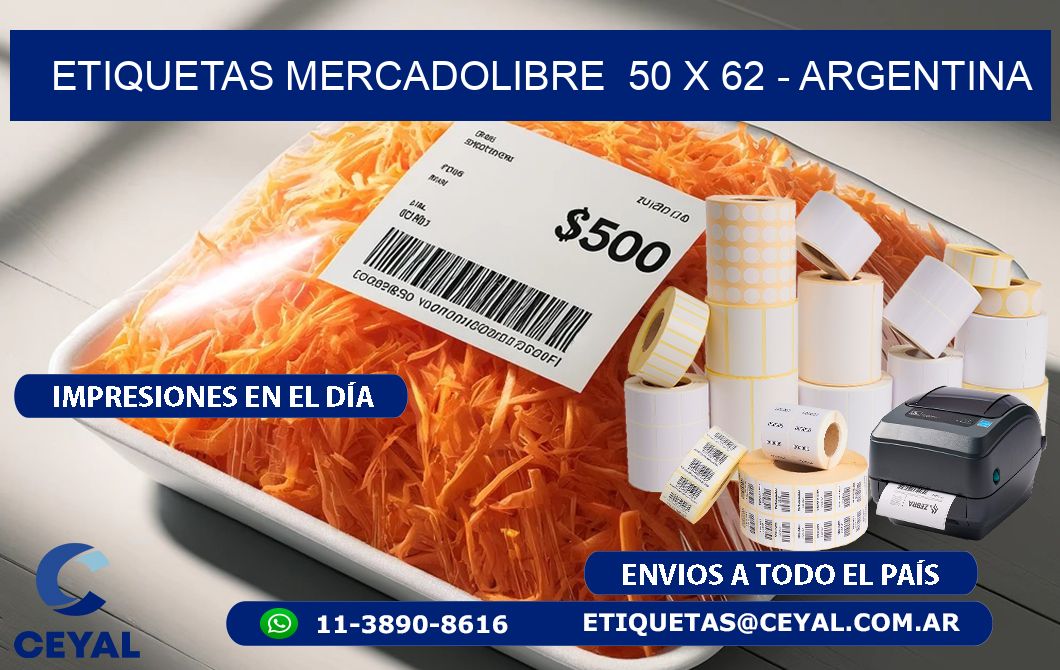 ETIQUETAS MERCADOLIBRE  50 x 62 - ARGENTINA