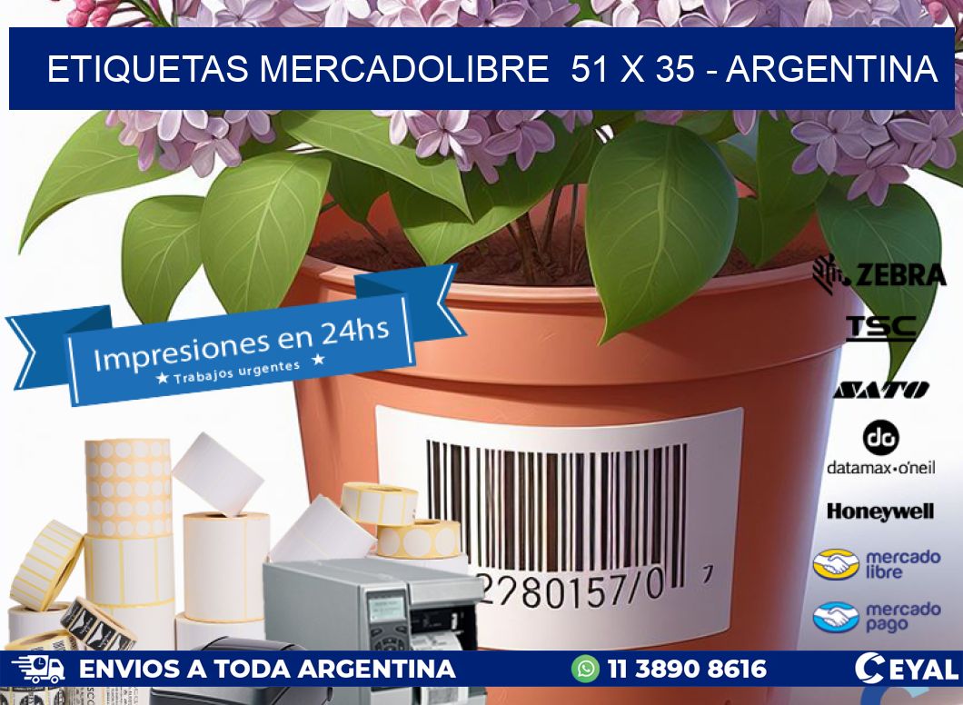 ETIQUETAS MERCADOLIBRE  51 x 35 - ARGENTINA