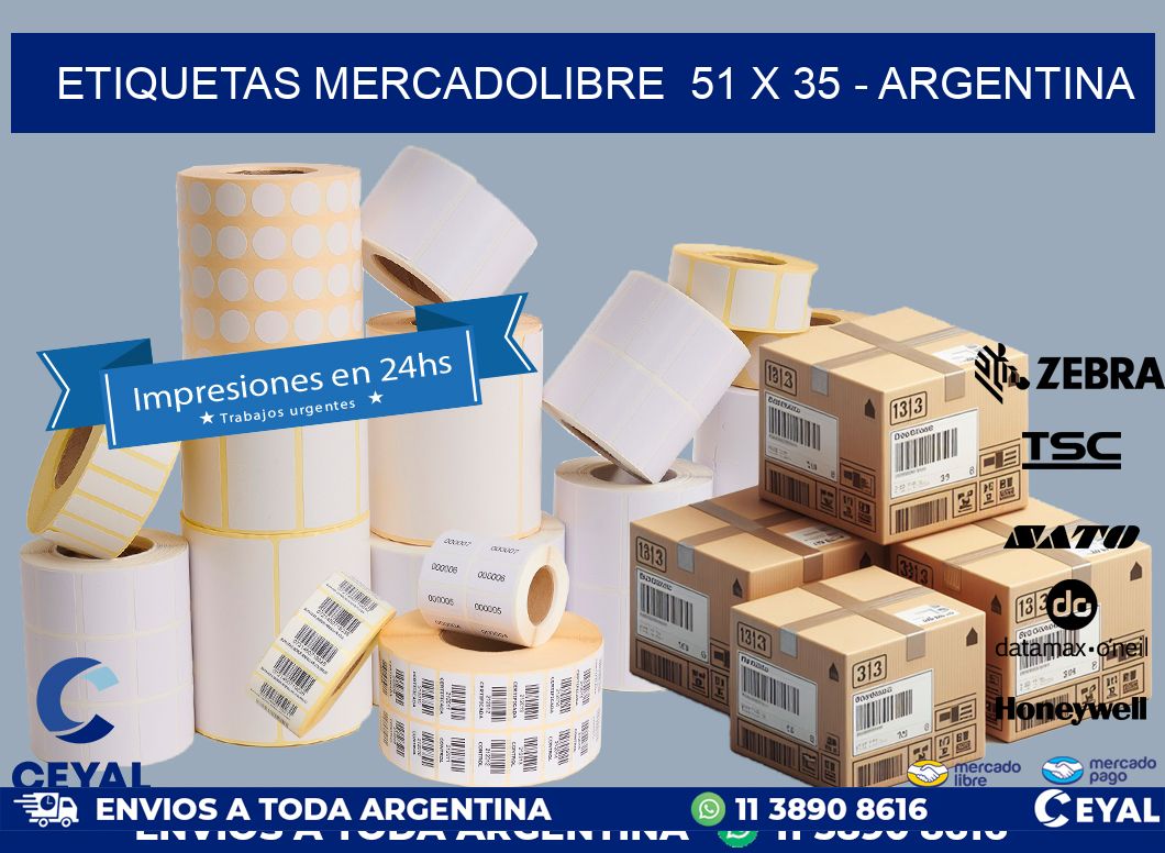 ETIQUETAS MERCADOLIBRE  51 x 35 - ARGENTINA