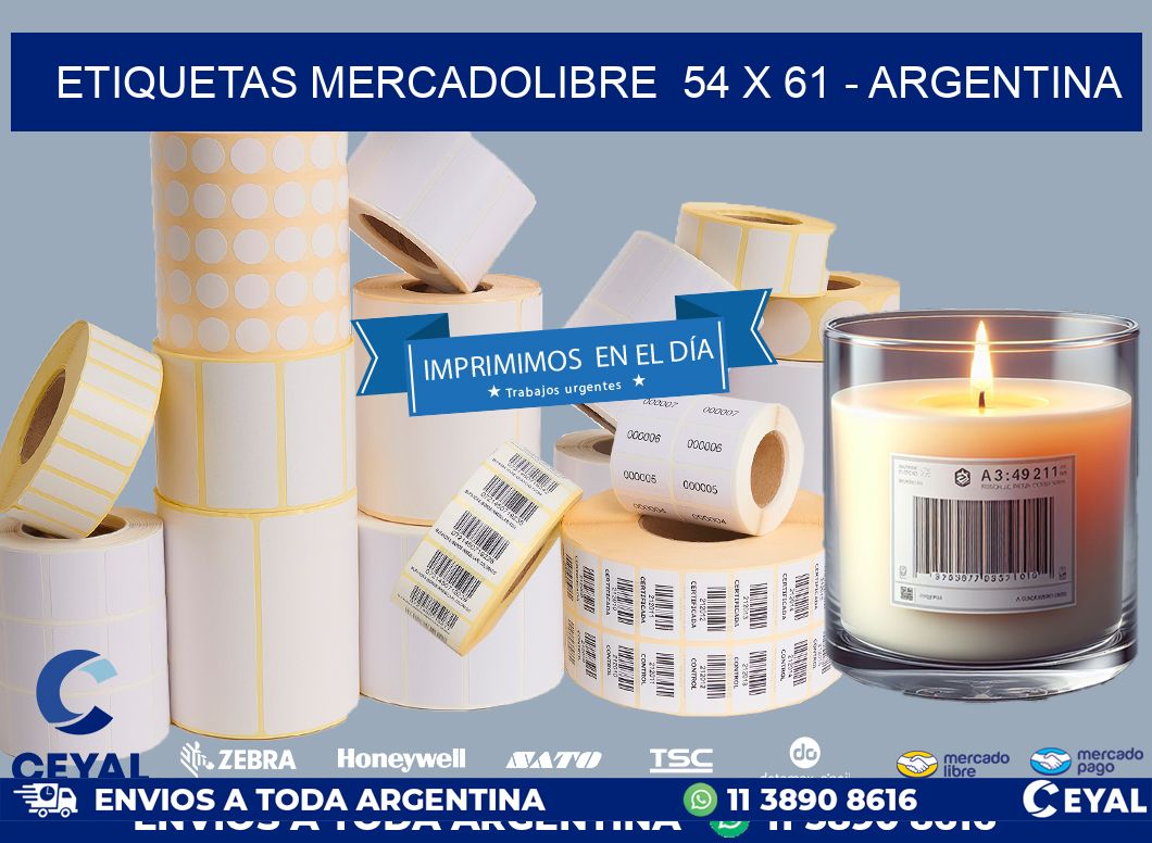 ETIQUETAS MERCADOLIBRE  54 x 61 - ARGENTINA