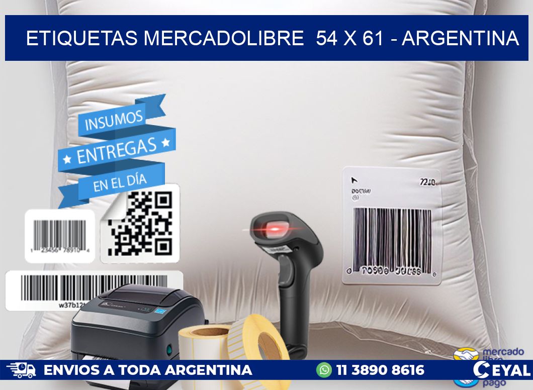 ETIQUETAS MERCADOLIBRE  54 x 61 - ARGENTINA