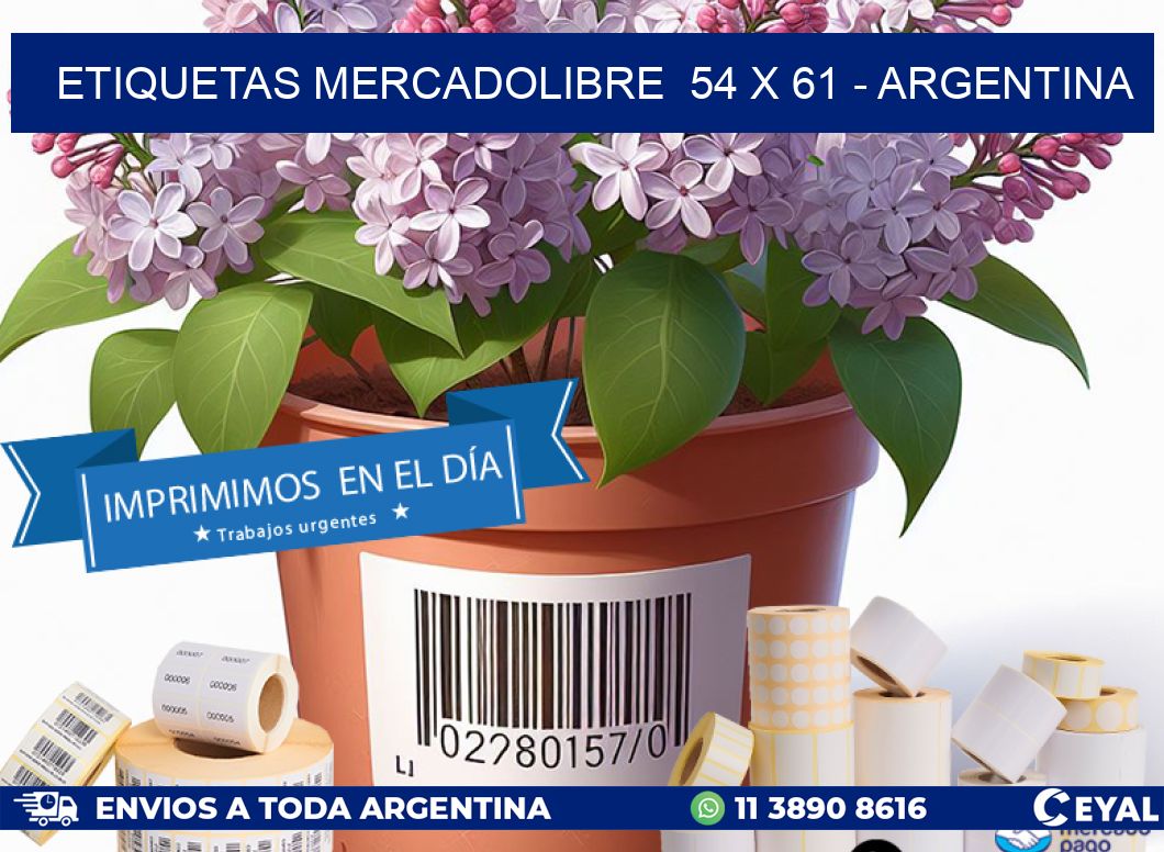 ETIQUETAS MERCADOLIBRE  54 x 61 - ARGENTINA