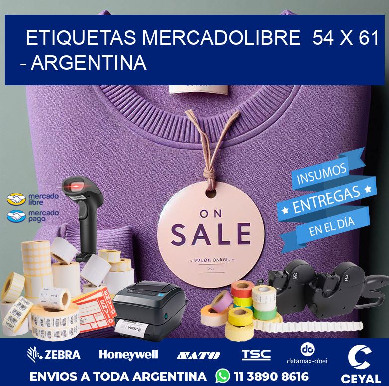 ETIQUETAS MERCADOLIBRE  54 x 61 - ARGENTINA