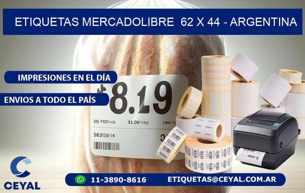 ETIQUETAS MERCADOLIBRE  62 x 44 - ARGENTINA