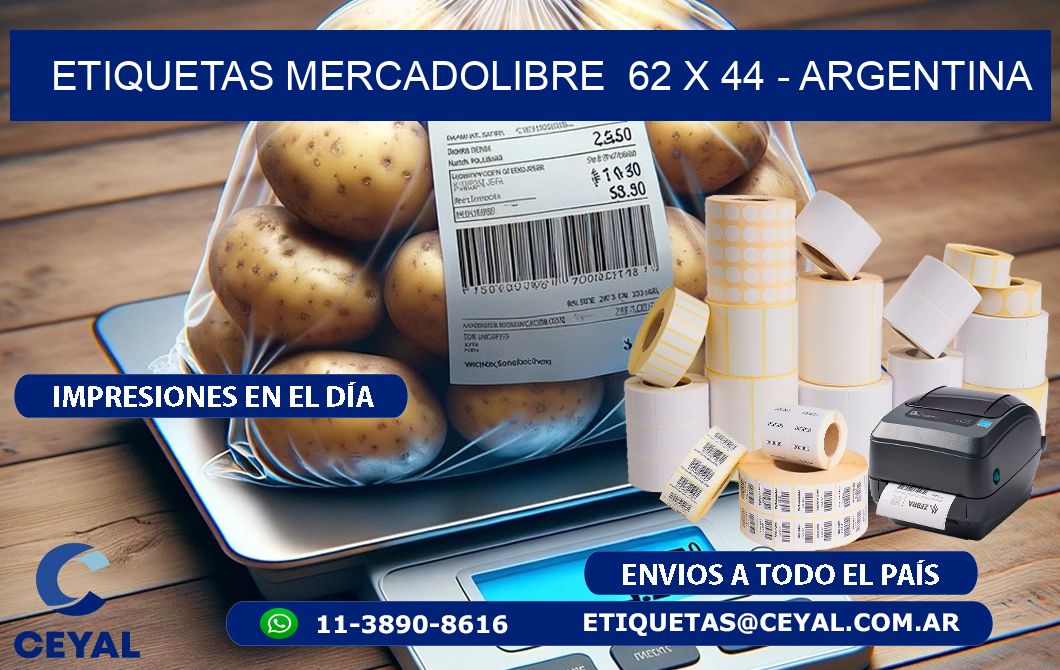 ETIQUETAS MERCADOLIBRE  62 x 44 - ARGENTINA