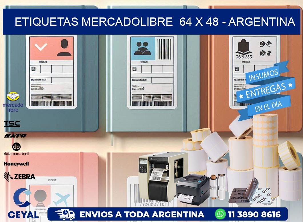 ETIQUETAS MERCADOLIBRE  64 x 48 - ARGENTINA