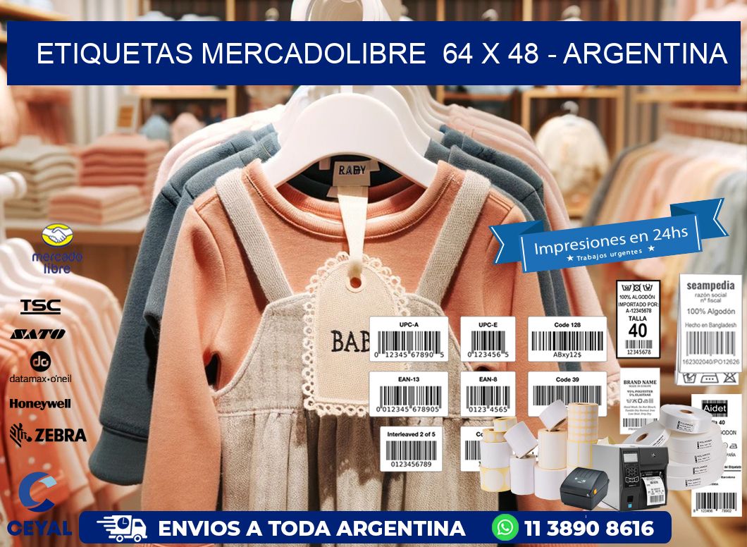 ETIQUETAS MERCADOLIBRE  64 x 48 - ARGENTINA