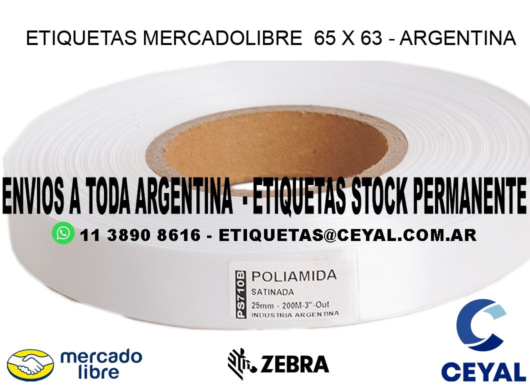 ETIQUETAS MERCADOLIBRE  65 x 63 - ARGENTINA