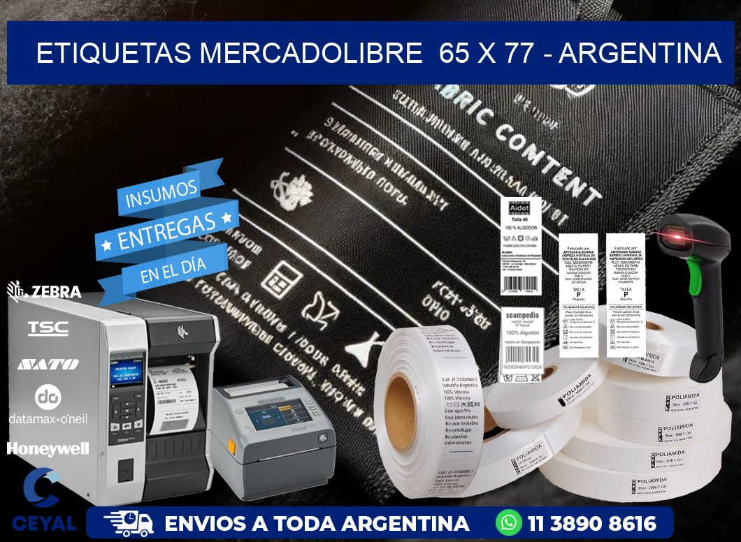 ETIQUETAS MERCADOLIBRE  65 x 77 - ARGENTINA