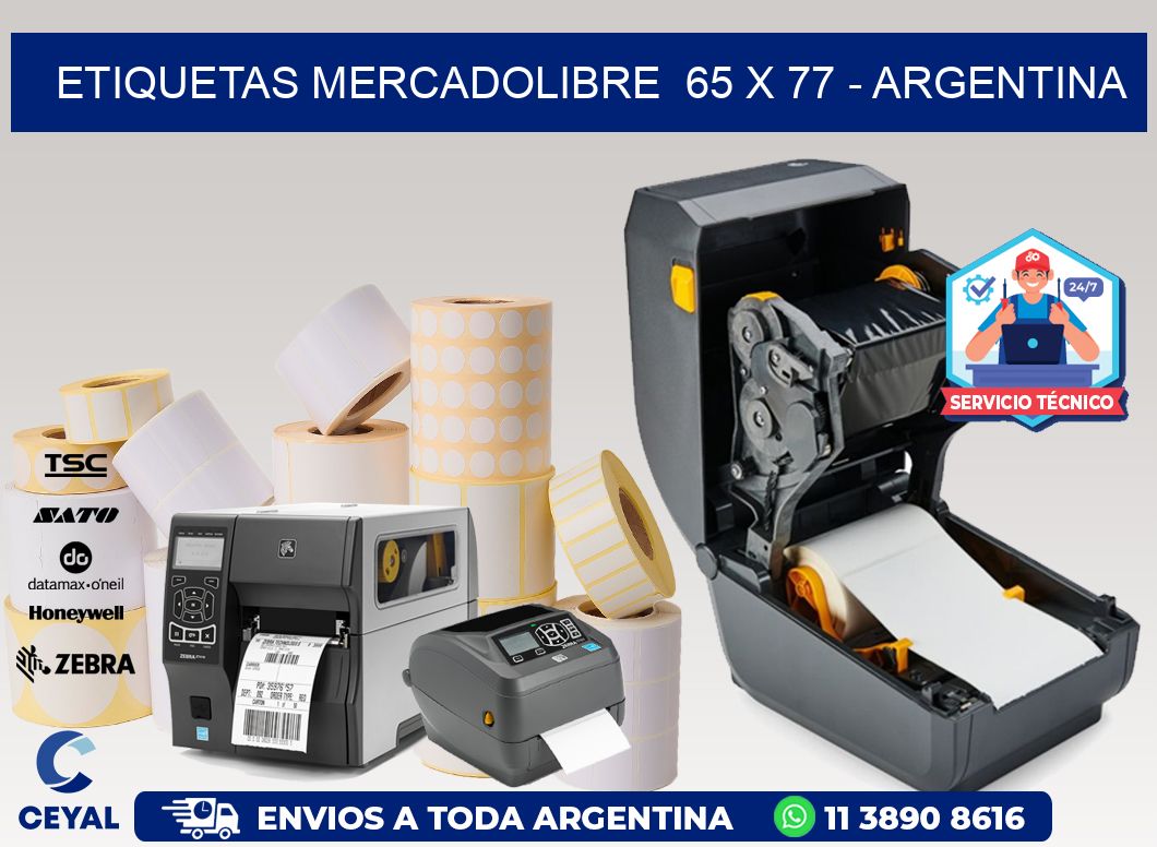 ETIQUETAS MERCADOLIBRE  65 x 77 - ARGENTINA