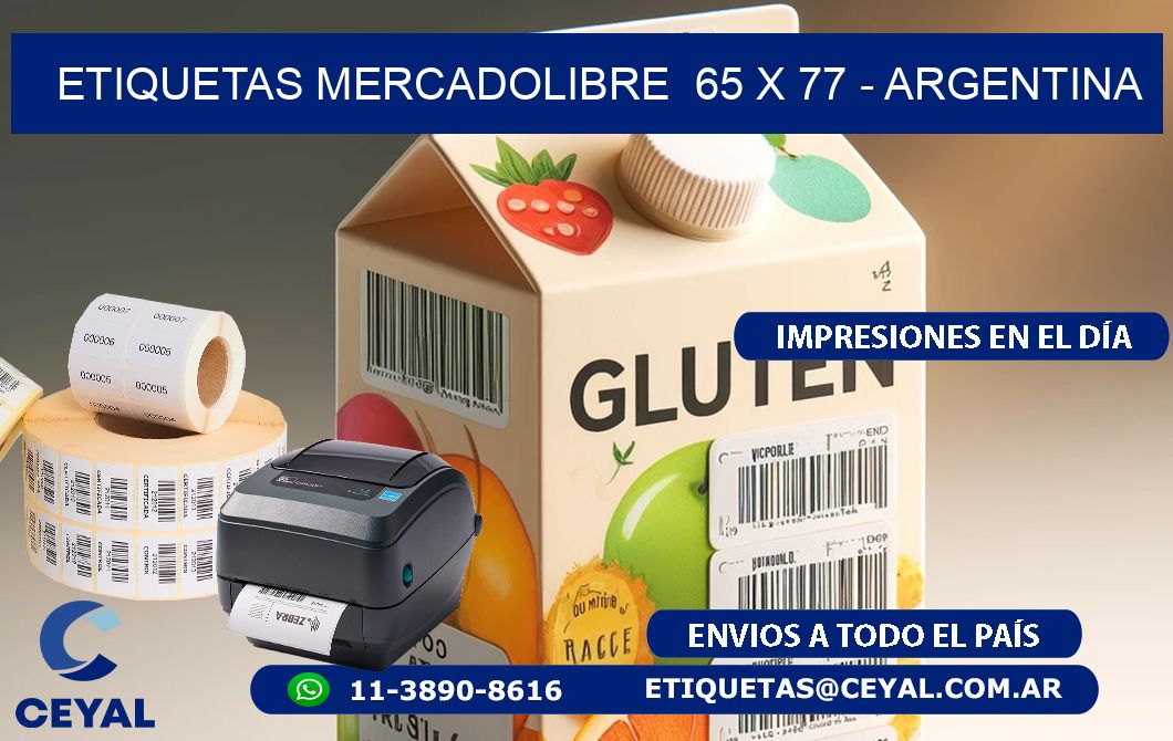 ETIQUETAS MERCADOLIBRE  65 x 77 - ARGENTINA