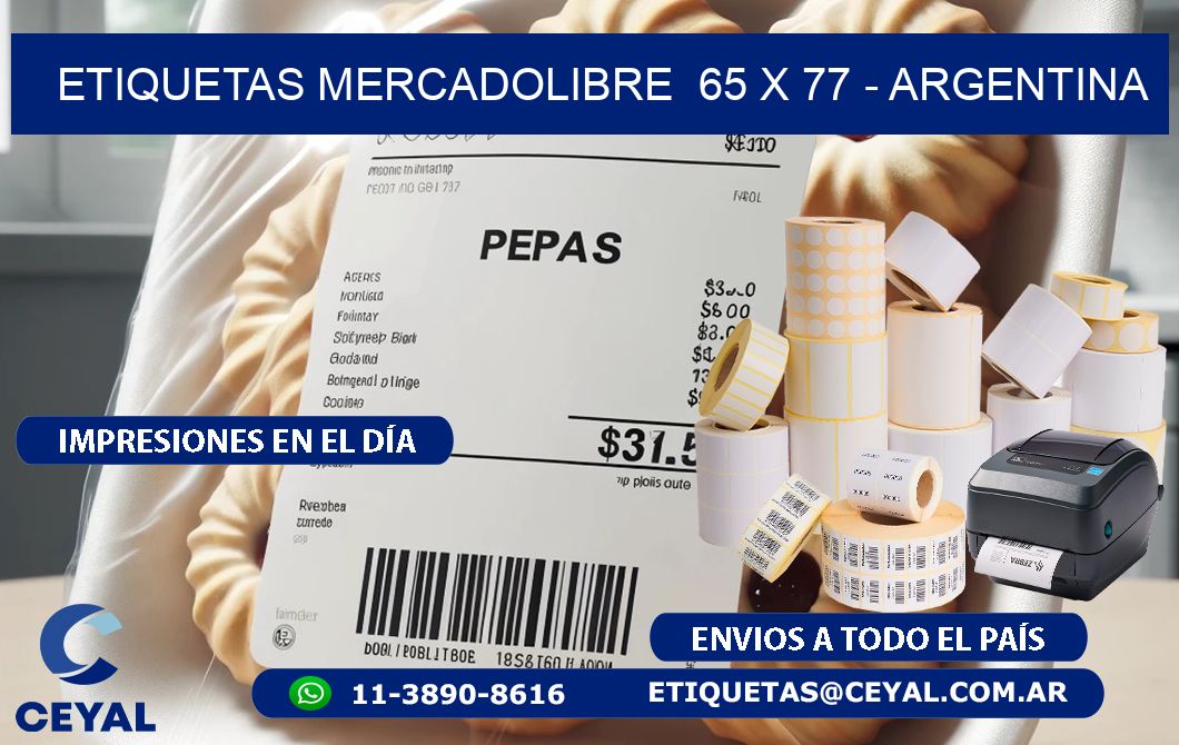 ETIQUETAS MERCADOLIBRE  65 x 77 - ARGENTINA