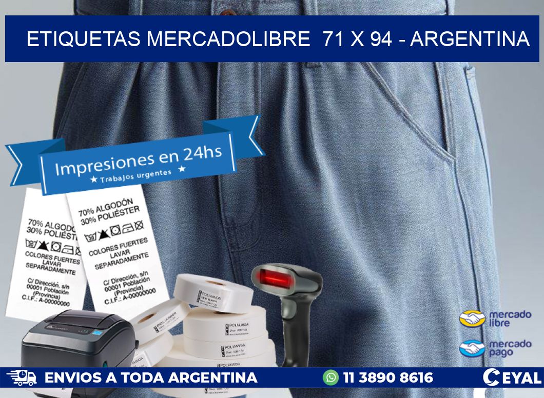 ETIQUETAS MERCADOLIBRE  71 x 94 - ARGENTINA