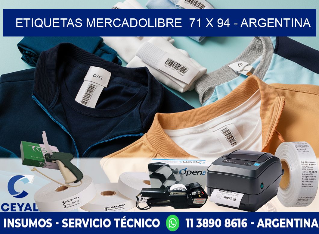 ETIQUETAS MERCADOLIBRE  71 x 94 - ARGENTINA