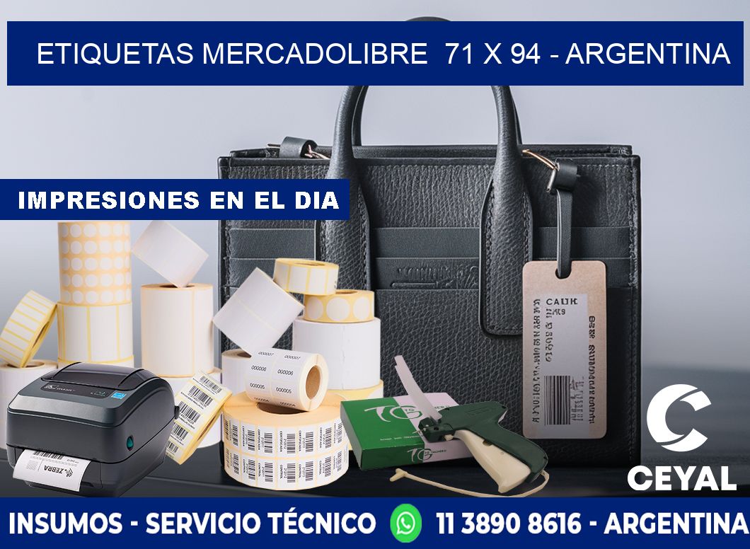 ETIQUETAS MERCADOLIBRE  71 x 94 - ARGENTINA