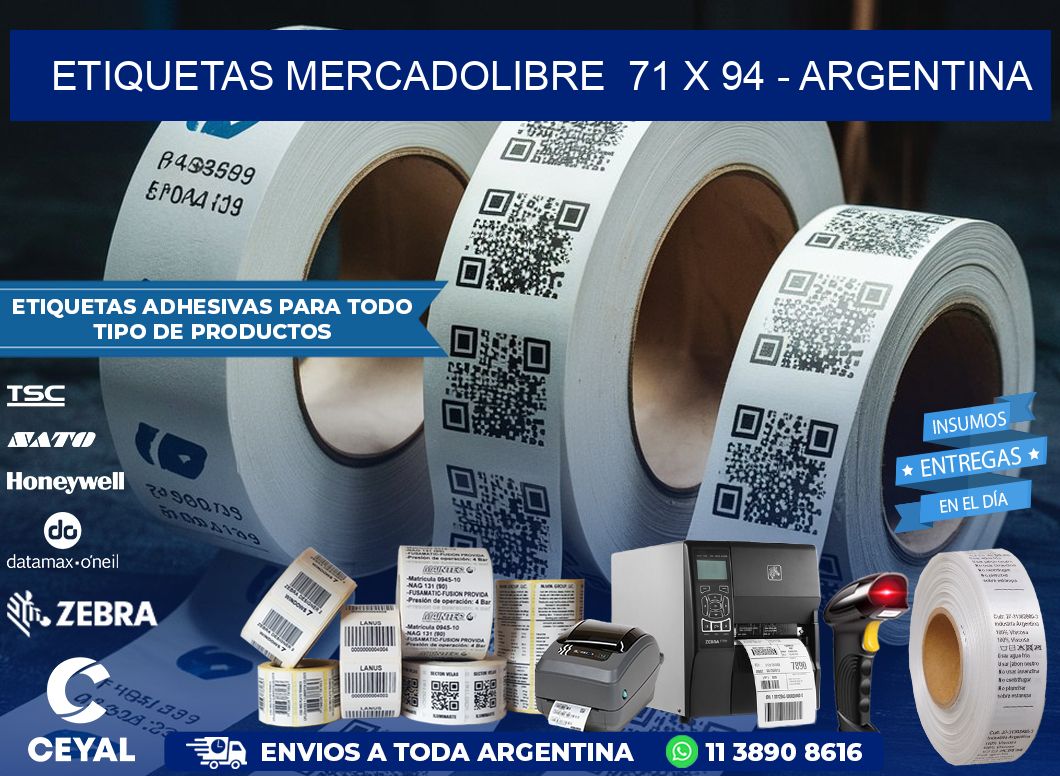 ETIQUETAS MERCADOLIBRE  71 x 94 - ARGENTINA