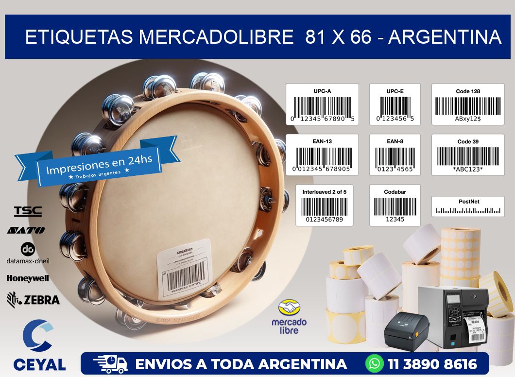 ETIQUETAS MERCADOLIBRE  81 x 66 - ARGENTINA