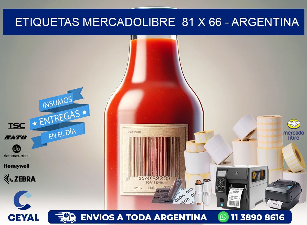 ETIQUETAS MERCADOLIBRE  81 x 66 - ARGENTINA