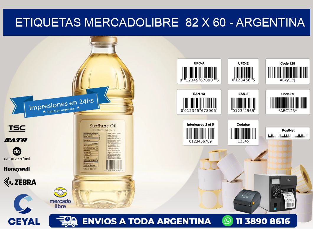 ETIQUETAS MERCADOLIBRE  82 x 60 - ARGENTINA