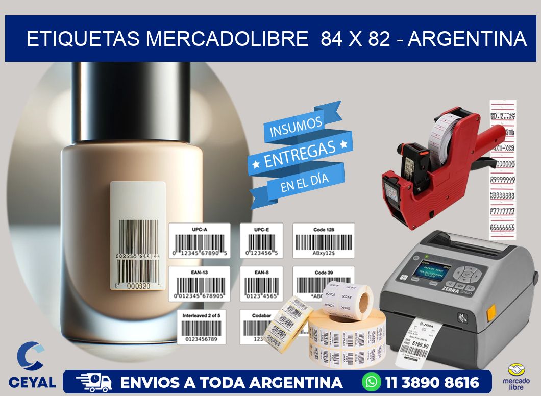 ETIQUETAS MERCADOLIBRE  84 x 82 - ARGENTINA