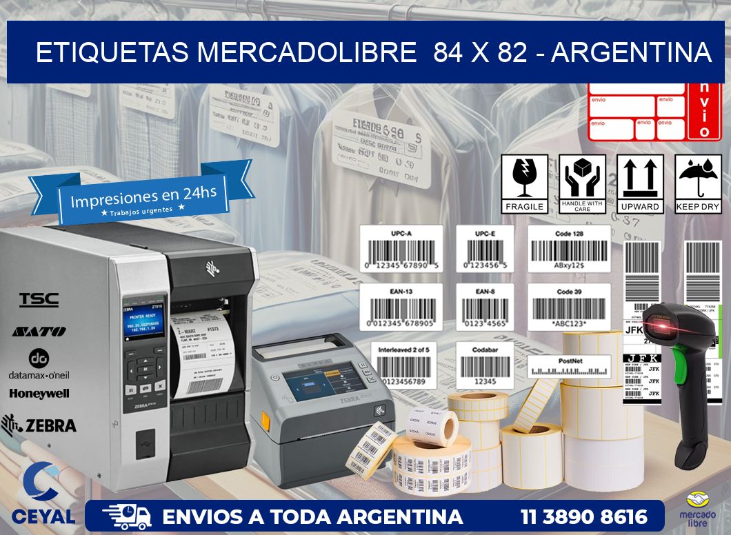 ETIQUETAS MERCADOLIBRE  84 x 82 - ARGENTINA