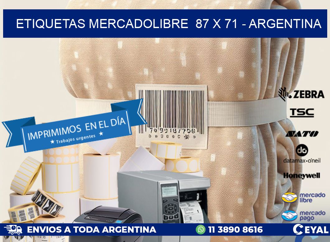 ETIQUETAS MERCADOLIBRE  87 x 71 - ARGENTINA