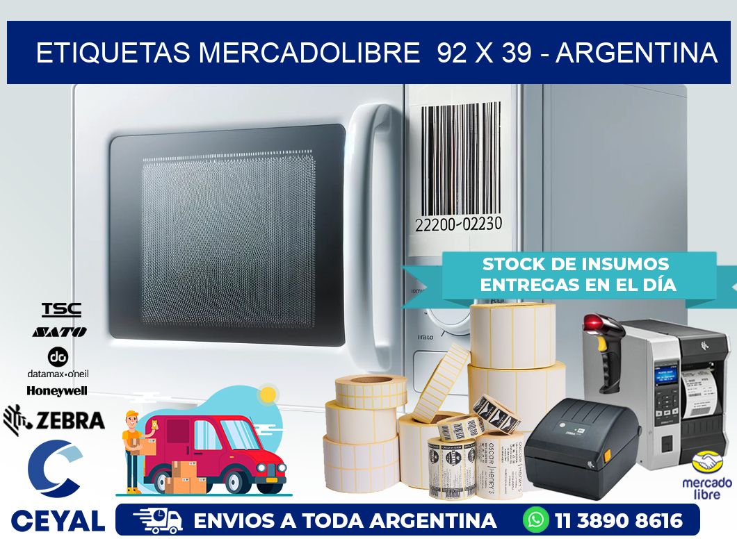 ETIQUETAS MERCADOLIBRE  92 x 39 – ARGENTINA