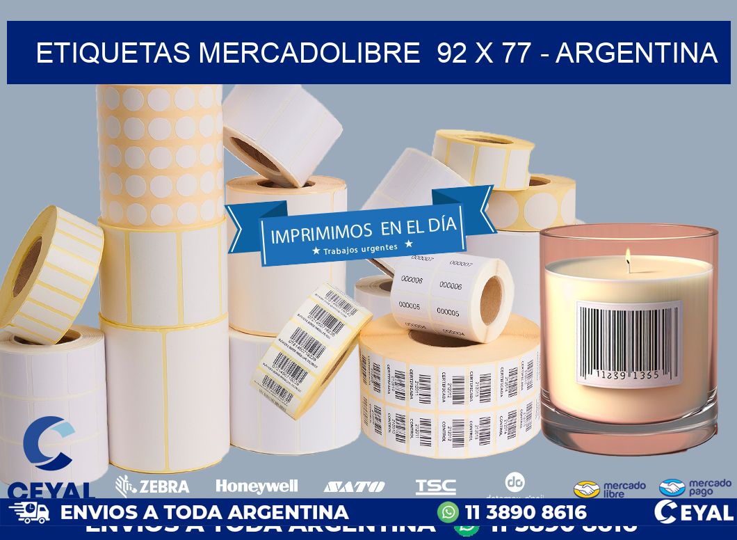 ETIQUETAS MERCADOLIBRE  92 x 77 - ARGENTINA