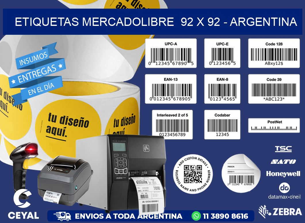 ETIQUETAS MERCADOLIBRE  92 x 92 - ARGENTINA