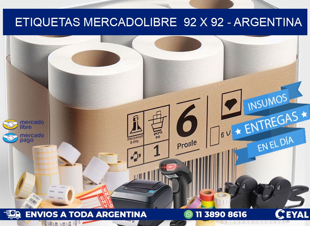 ETIQUETAS MERCADOLIBRE  92 x 92 - ARGENTINA